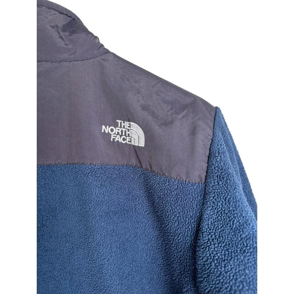 VTG The North Face Denali Fleece Jacket Blue Grey Polartec Full Zip Youth S